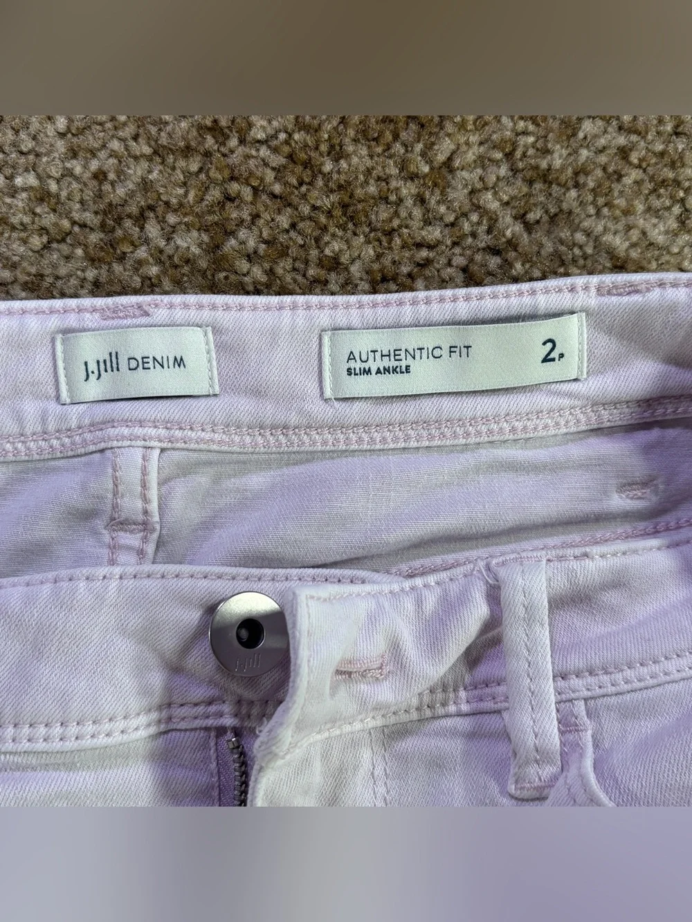 J. Jill Authentic Fit Slim Ankle Jeans Women’s Petite 2‎ Light Grey Blush Pink